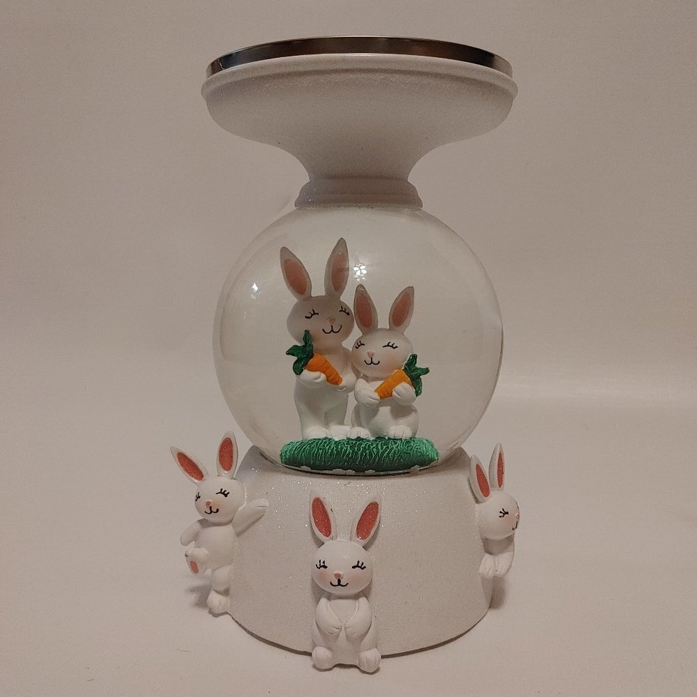BATH & BODY WORKS HOME DECOR 3-WICK EASTER WATER GLOBE PEDESTAL CANDLE H…